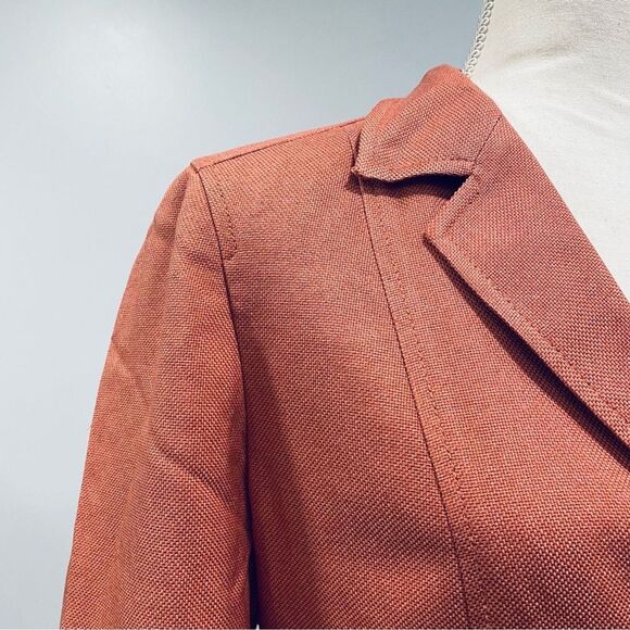 VTG TALBOTS Y2K 10 Orange Silk Wool Blazer Office Corp Core Academia Career Fall - Picture 7 of 16